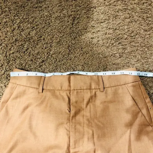 Commense Women's High Waisted Cropped Skinny Straight Leg Trousers Tan Medium Tan