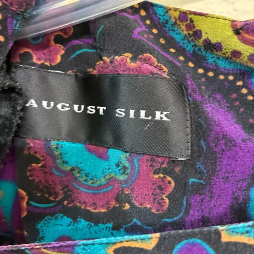 August Silk Silk Blouse Vibrant Paisley Floral Print Short Sleeve Top Retro Y2K