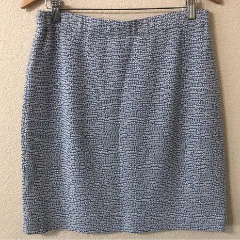 St. John NWT Wool Blend Tweed Pencil Skirt in Azul Blue Bright White - Size 12