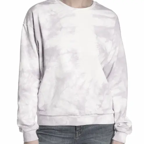 MELLODAY Tie Dye Sweatshirt Long Sleeves Lavender Gray White L