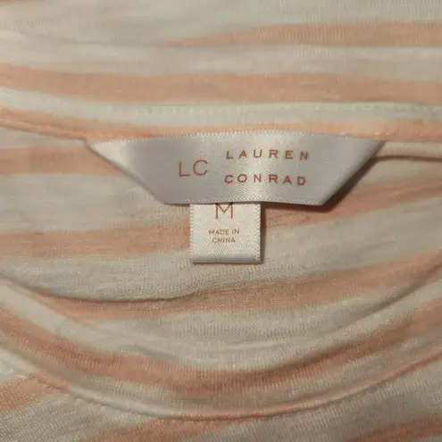 LC Lauren Conrad Lauren Conrad Coral White Striped 'Sunkissed' Short Sleeve T-Shirt Medium