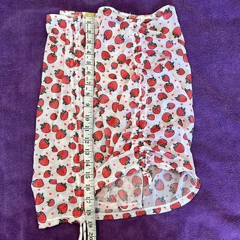 Size 4XL 3 piece strawberry print bikini top bottom coverup EUC Red