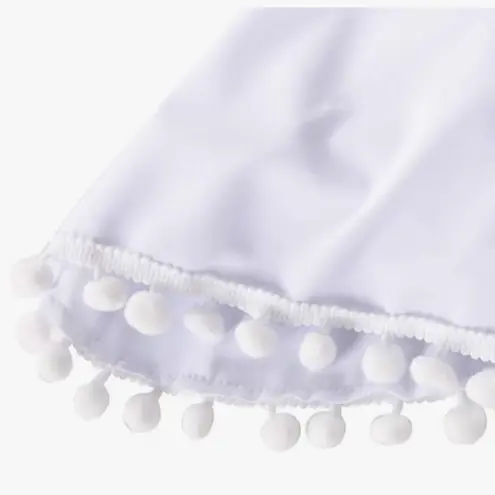 FIRPEARL Women’s White Bikini Top with PomPoms Size Medium NWT