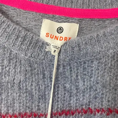 Sundry Anthropologie Cashmere and Wool Balloon Sleeve Striped Sweater Size L