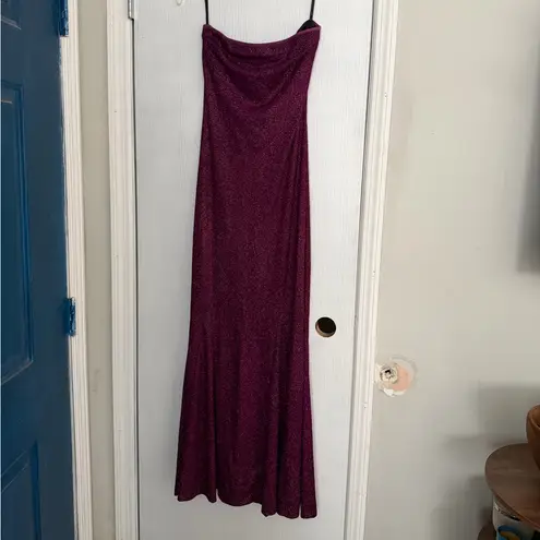 Gunne Sax Jessica McClintock Strapless Magenta Dress GLITTER