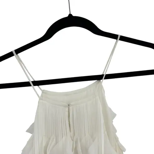 Ramy Brook Shauna Dress Pleated Tiered Chiffon Ivory White Size Small