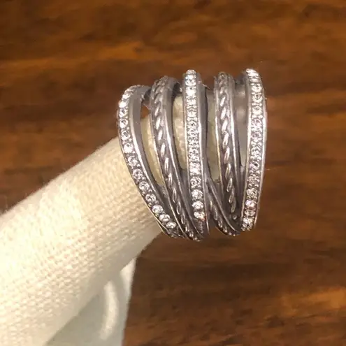 Sterling Silver Modern Multiple Textures Wrap Ring Sz 8