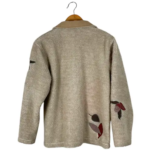 Vintage 90s Teddi Women’s Size Small Tan Fleece Fall Leaves Jacket Cottagecore