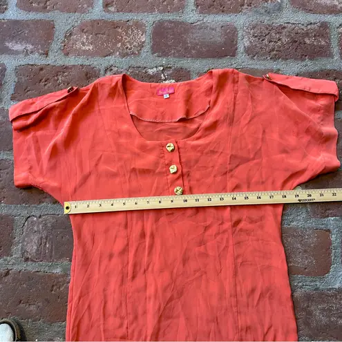 Bianca Coletti Size Small Orange Mini Dress Beach Cover Up Silk Tunic Resortwear