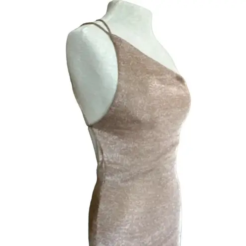 Third Form Heavy Metal Knit Slip Dress in Rose Gold 2 Womens Midi Semi Sheer Pink - Image 7