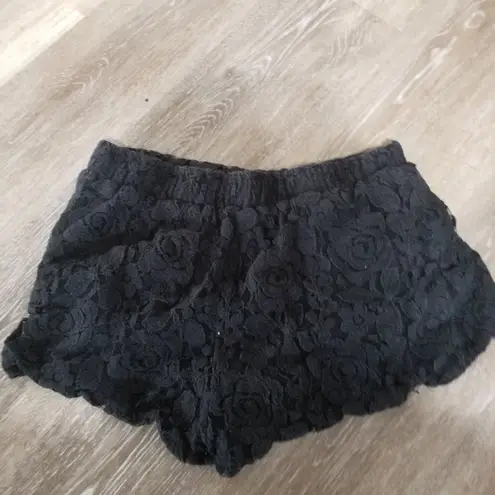 Anthropologie Pins & Needle Small Black Crochet Shorts