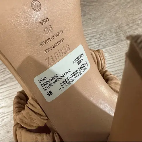 Schutz Lirah Nappa Leather Sandals Size 9 Honey Beige