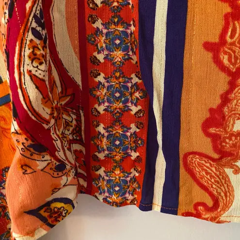 Desigual . Colorful Floral Shimmer Cape Blouse Boho Flowy Women's size Medium