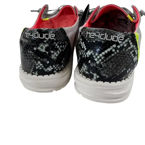 Hey Dude NWT Women’s Canvas Wendy Steel Gray Snake Oribt Accent Shoe Size 8