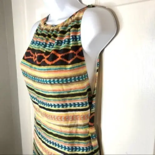 MM Couture Tribal Backless Cutout Maxi Dress Yellow XS