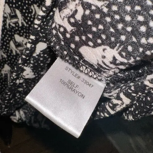 Skies Are Blue Womens Pullover Long Sleeve Lace Up Blouse Casual Top Black XS