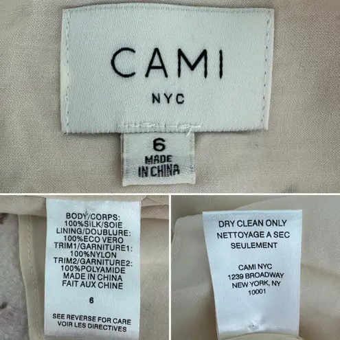 Cami NYC Rika Floral Hammered Silk Dress ivory pink size 6