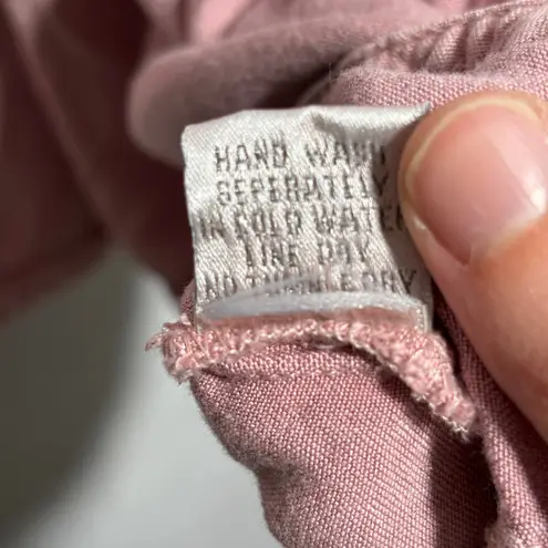 Solitaire Pink Embroidered Rayon Mini Dress Short Sleeve Tiered Boho Fairy L