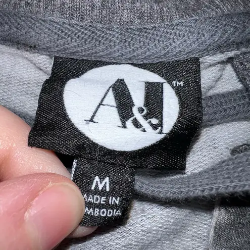 A&I Womens Sweatshirt Tunic Lace Up V Neck Tie Dye Pullover Gray Medium