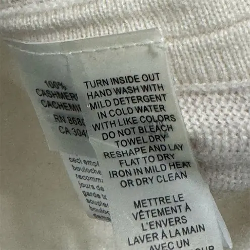 Magaschoni 100% CASHMERE Cowl Neck Sweater M Ivory Oversized Tunic Quiet Luxury