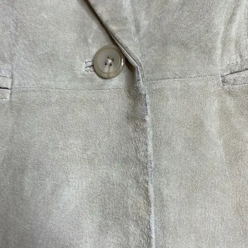 90s Vintage Suede Leather Blazer Jacket Light Tan Neutral Denim & Co Large