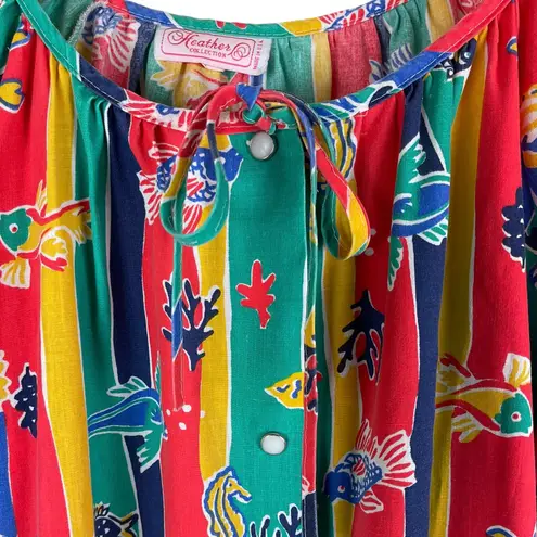 Heather Collection VTG Heathers Collection Nightgown Mumu Women’s Small Rainbow Striped Nautical