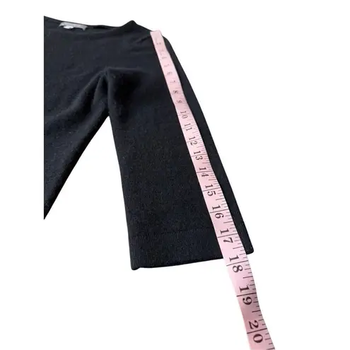 Neiman Marcus Black Cashmere 3/4 Sleeve Fringe Tunic Sweater