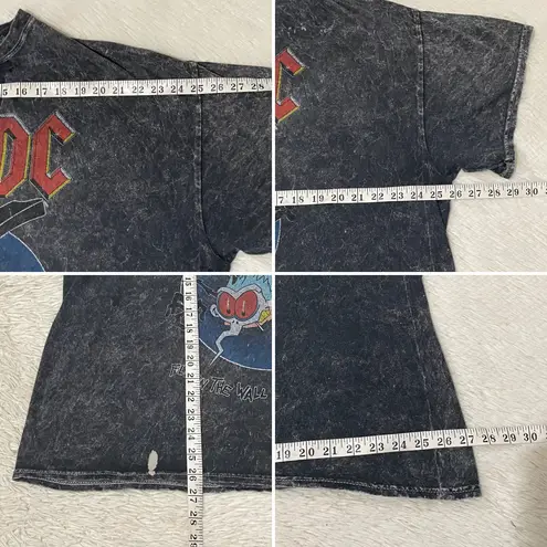 ACDC Fly on the Wall tour 1985 inspired crop top tee Gray Size XL