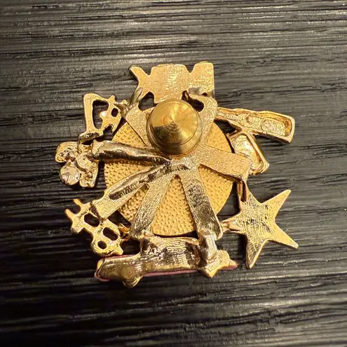 Mary Kay Brooch Pin Border Pink Cadillac Star Lipstick Dollar Sign Gold Tone