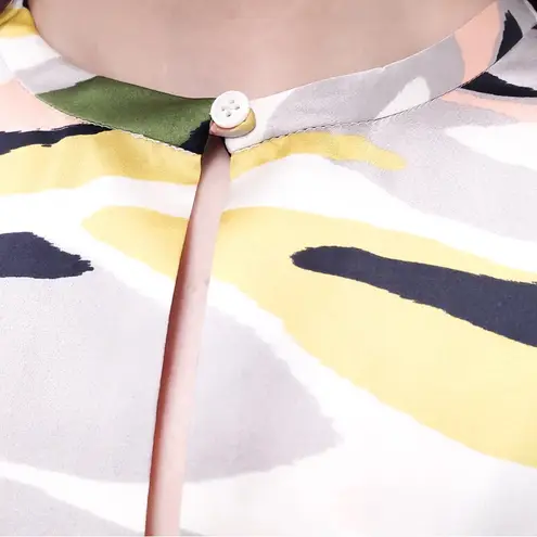 Equipment Silk Multicolor Camouflage Blouse Shirt Top Tie Cuffs M