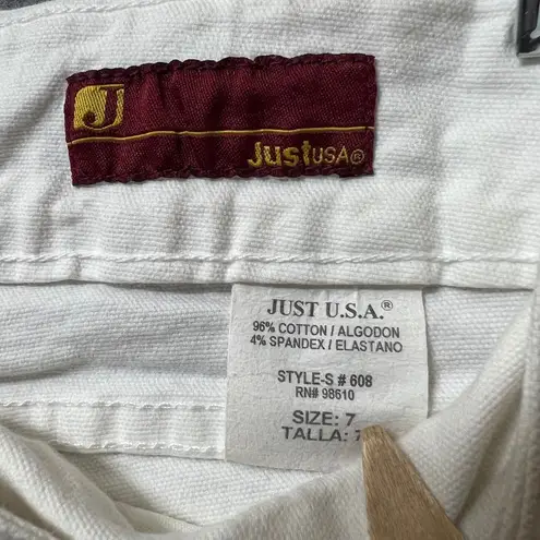 Just USA Y2K White Flare Leg Jeans Size 7 Low Rise Denim Stretch Bootcut Vintage