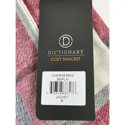 Dictionary Cozy Shacket Jacket Medium Plaid Button Down Collared Cropped SZ M Red