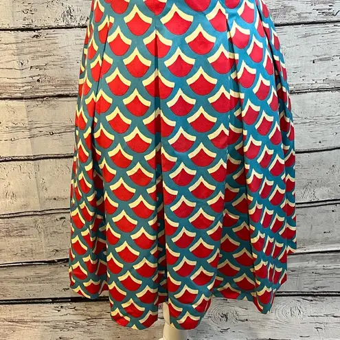 CK BRADLEY Sundress Silk Blend w Red/Blue Fish Scales Pattern