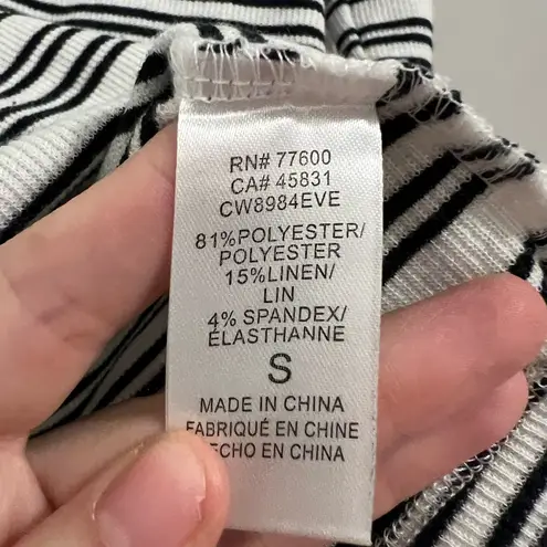 Evereve Black and White Striped Long Sleeve Top