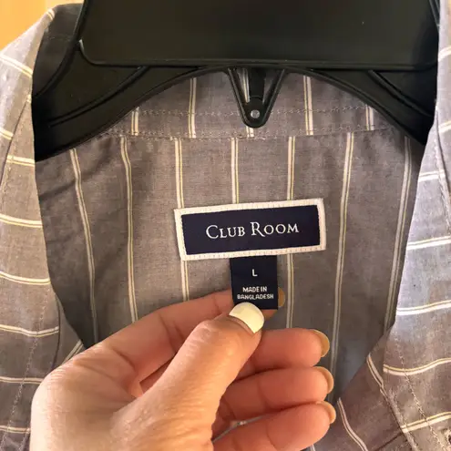 Club Room Men's Popover Striped Polo Shirt Gray Size L