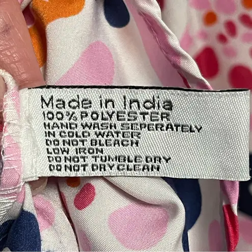 Buckhead Betties Womens Long Sleeve Shirt Blouse V Neck Orange Pink Navy Sz L