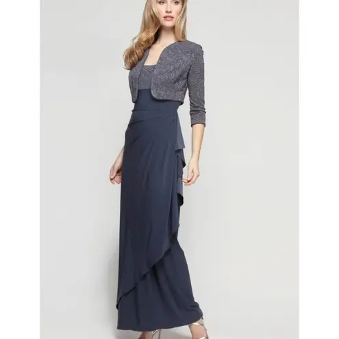 Alex Evenings sz 14 blue glitter formal sheath dress NWT (no jacket)