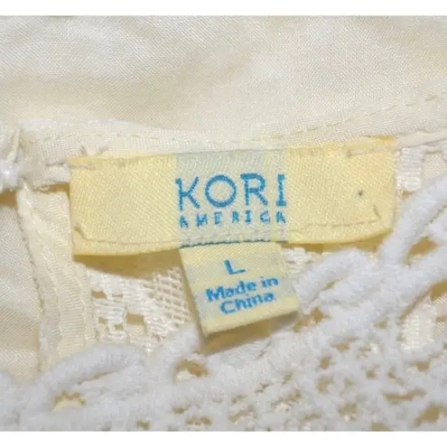 Kori America Sleeveless Croquet Ivory Mini Dress Ladies L Lined Boho Cottage