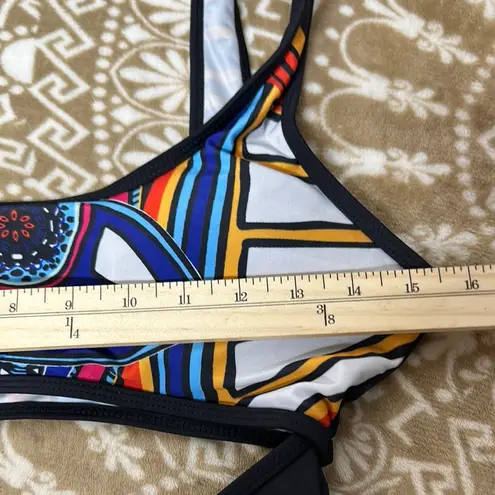 Ekouaer Black and Blue multicolored One Piece Swimsuit with Cut-Out Design