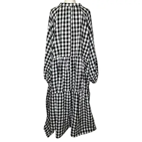 The Lullaby Club Maxi Avalon Smock Dress Black & White Gingham Size 3XL