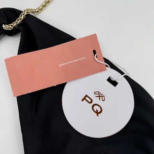 PILYQ PQ SWIM Gwen Bikini Top Size Medium NWT Black Gold Chain Swim Glam Halter