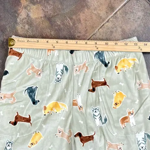 Cuddl Duds Honeycomb Fleece Pajama Top & Pajama Joggers Set Mint Dogs XS