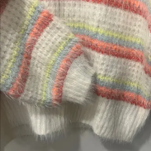 &merci &Merci Pastel Rainbow Striped Sweater Fuzzy Soft Retro Oversized size medium