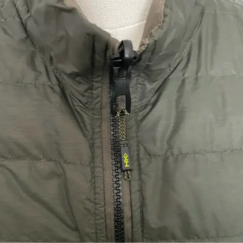 Hawke & Co. Hawk & Co Vest Puffer Reversible Duck Down Pockets Lightweight Olive Green Tan