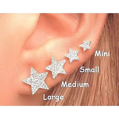 Boutique Unisex Star Stud Earrings, 14k Gold Filled Pave Sparkly Jewelry