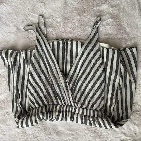 Lulus Oceanside Adventure White Striped Backless Skater Dress Black Size L