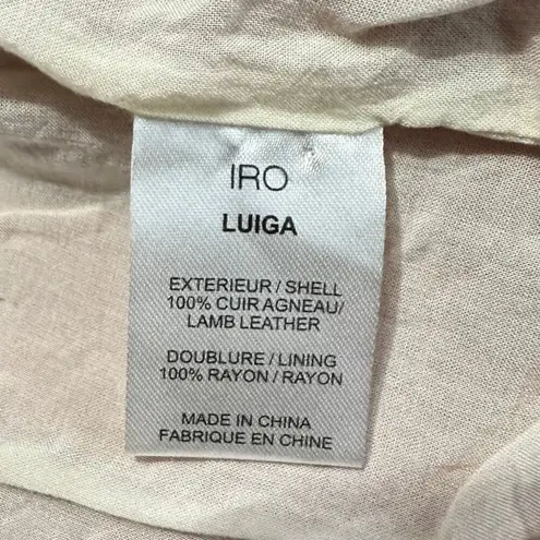 IRO Luiga Cropped Moto Jacket Women 36 Red Silver Double Zip Button Long Sleeve