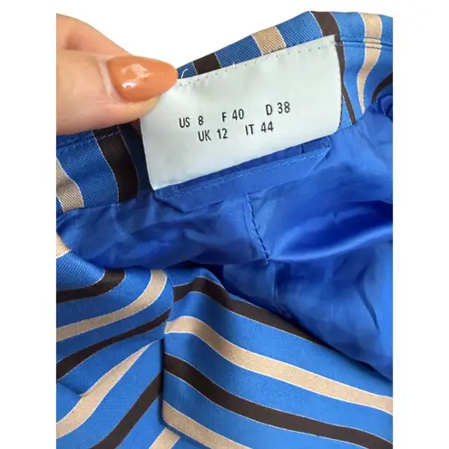 Akris Punto Blue Pinstriped Blazer Jacket Size US 8