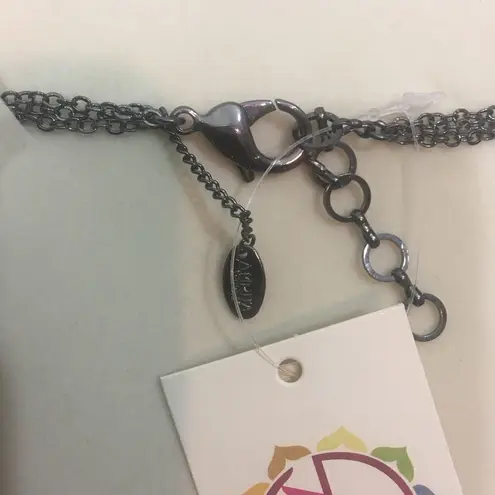 Amrita Singh Gold Gunmetal Crystal Bib Necklace