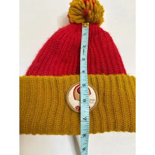 San Francisco 49ers Vintage Pom Pom Beanie Red Gold 70s 80s Small Size Knitted